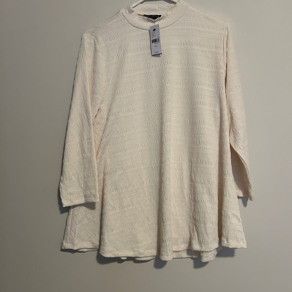 NEW! Lane Bryant Off-White Textured Top 3/4 sleeve Size 10/12 NWT office casual